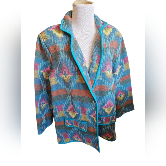 Bedford fair Jackets & Blazers - Vintage Bedford Fair Womens Sourhwestern Tapesty Blazer Size XL